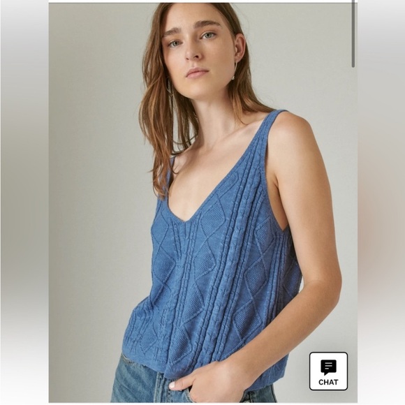 Lucky Brand Tops - Lucky Brand Pointelle Crop Tank in Moonlight Size: XL